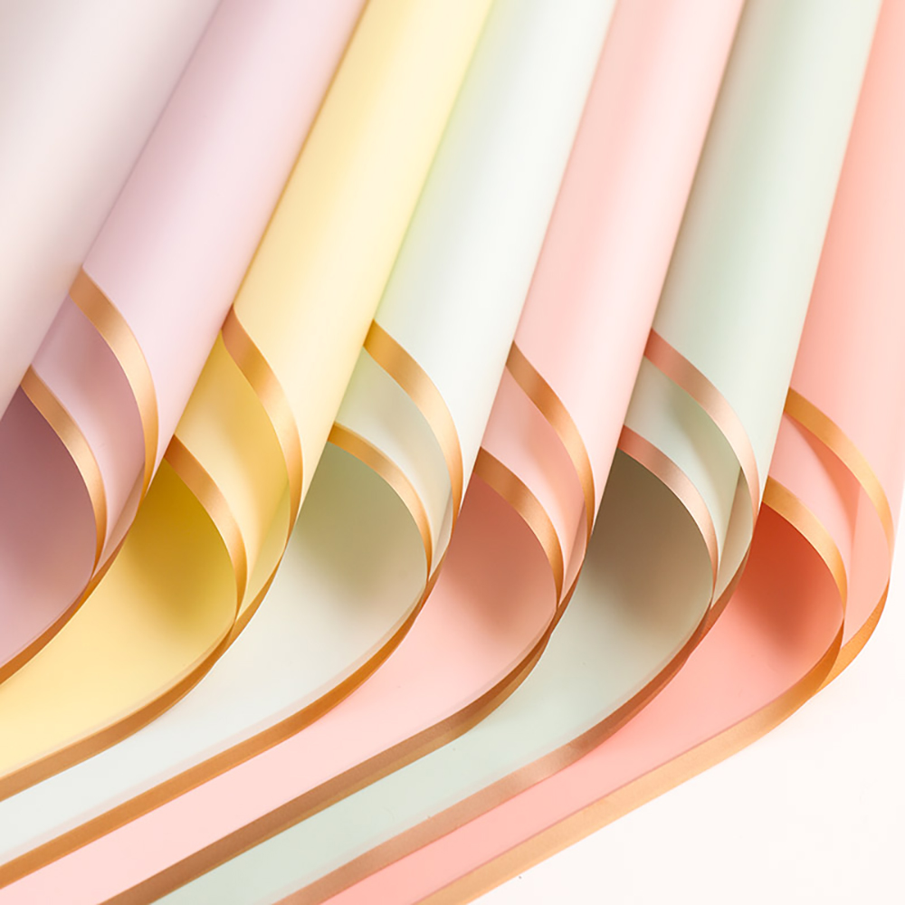 Gold Foil Flakes - 10 Sheets Flower Wrapping Paper with