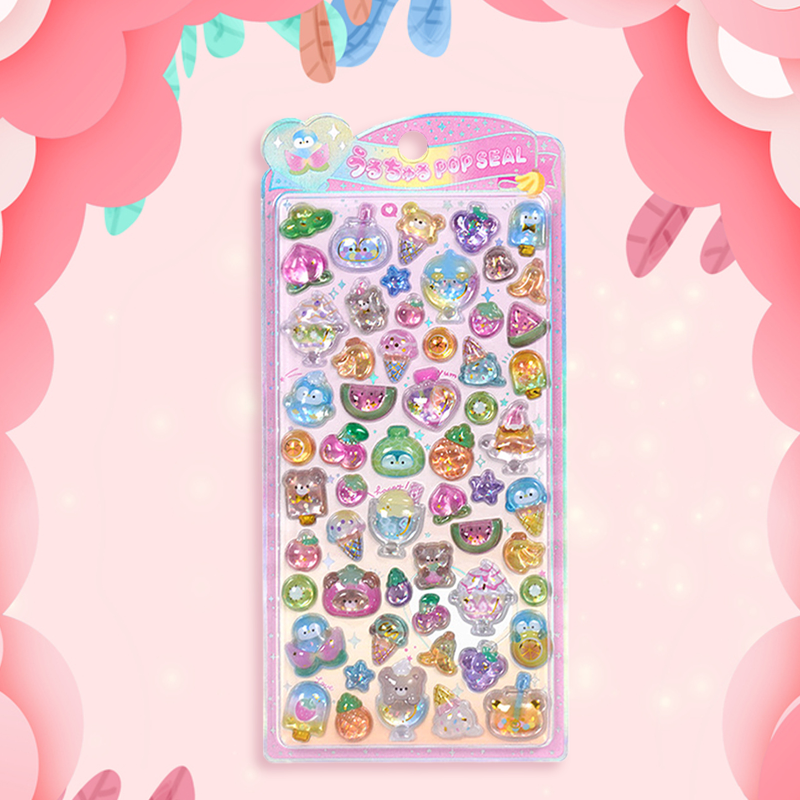 Resin Glitter Pack - Cute Animal Sticker Pack 3D Sparkly