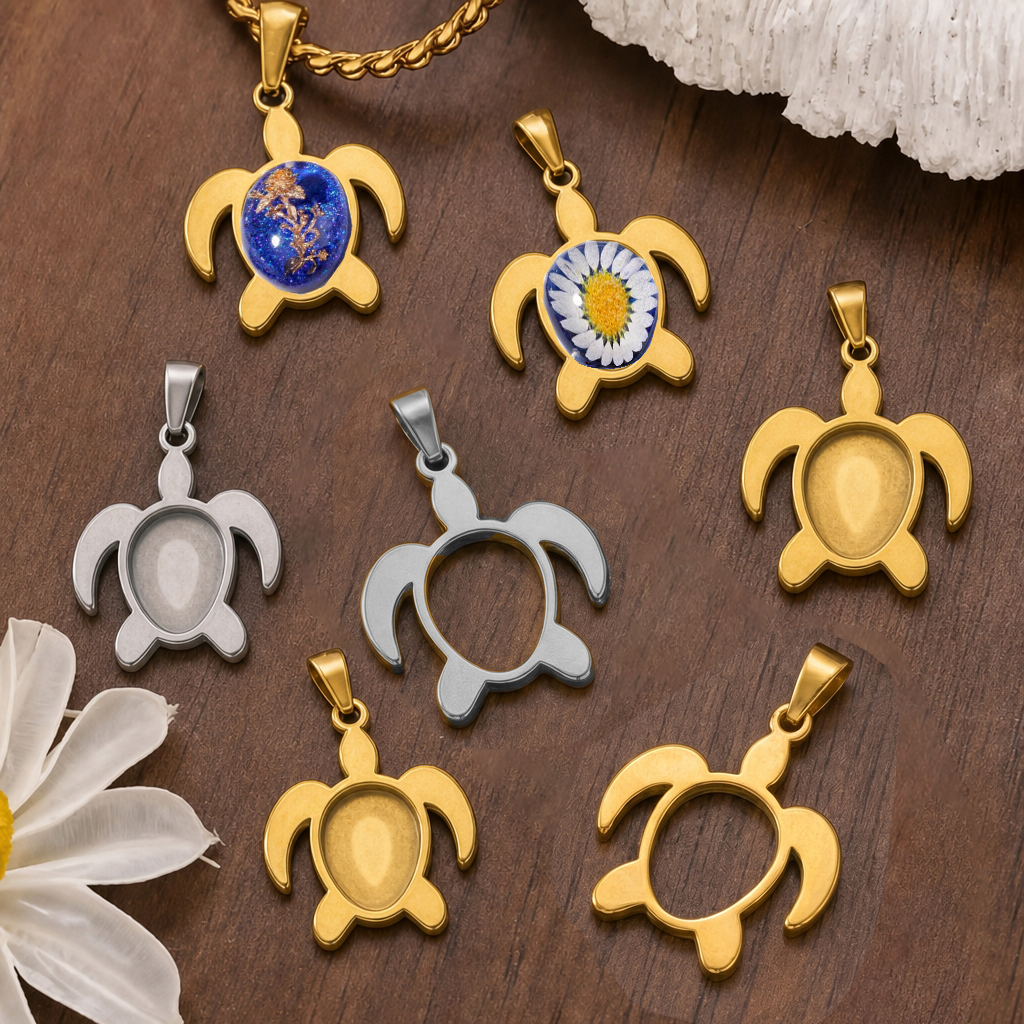 Resin Craft Projects - 5pcs Stainless Steel Turtle Pendant Fit