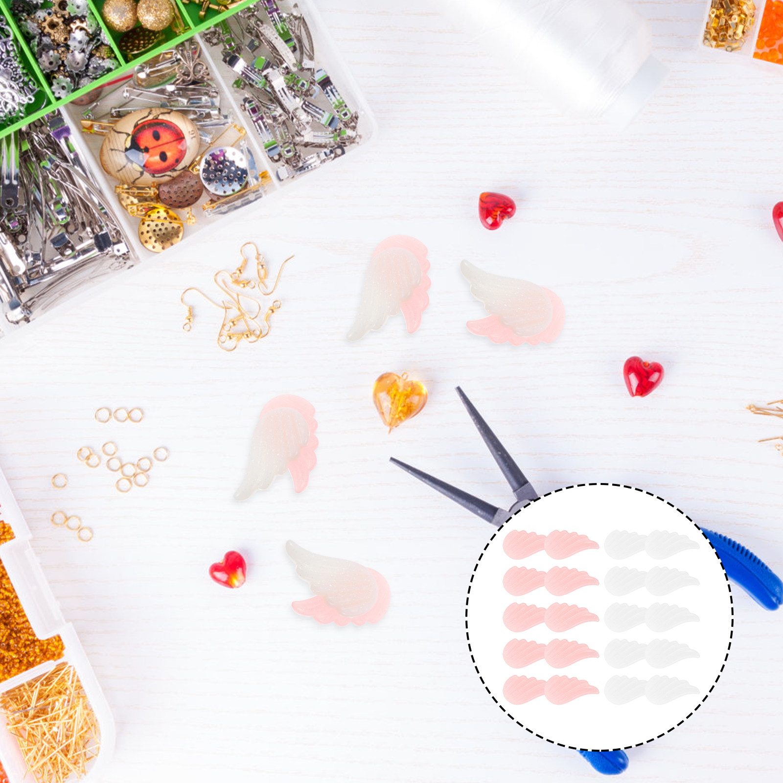 20Pcs Delicate Angel Wing Orna - Resin Craft Supplies avaliação e preço