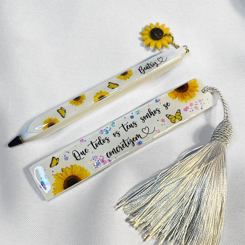 Transparent Pen and Bookmark S - Gold Foil Flakes avaliação e preço