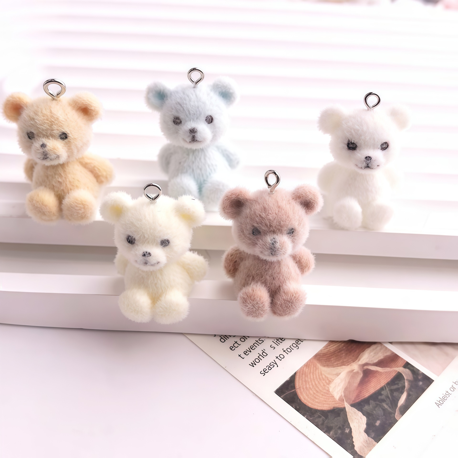 5pcs 3D Flocked Bear Resin Cha - Resin Craft Projects avaliação e preço
