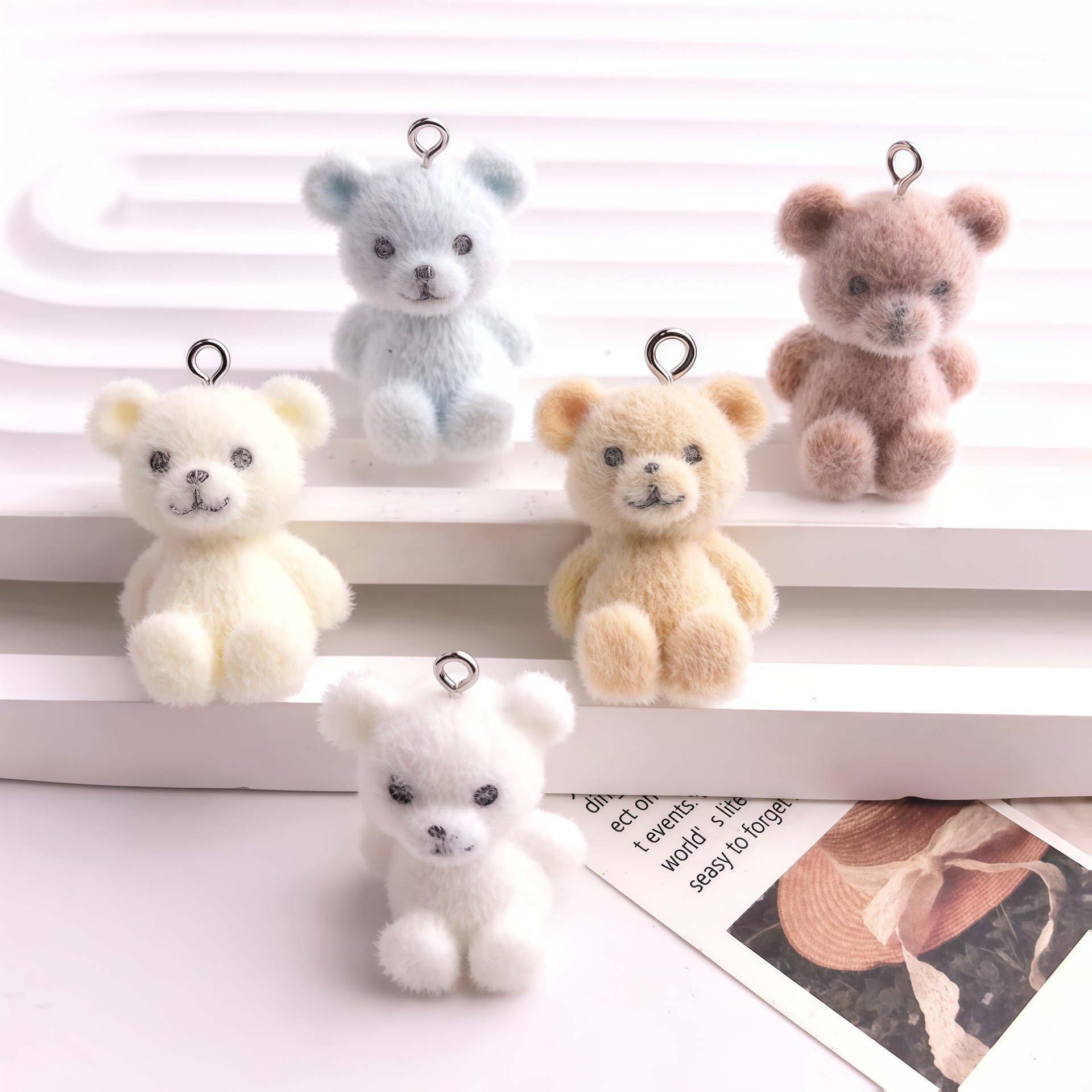 5pcs 3D Flocked Bear Resin Cha - Resin Craft Projects avaliação e preço