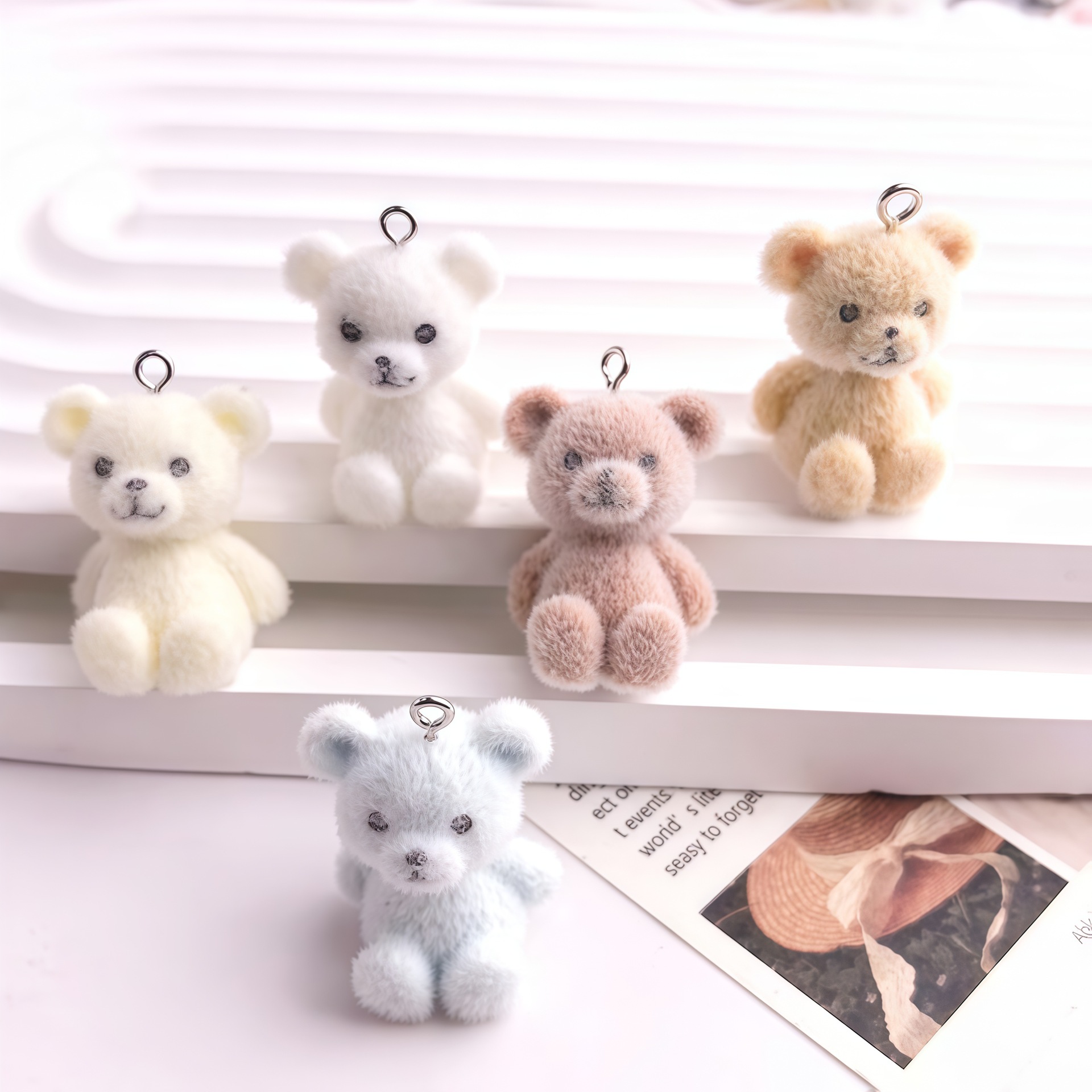 5pcs 3D Flocked Bear Resin Cha - Resin Craft Projects avaliação e preço