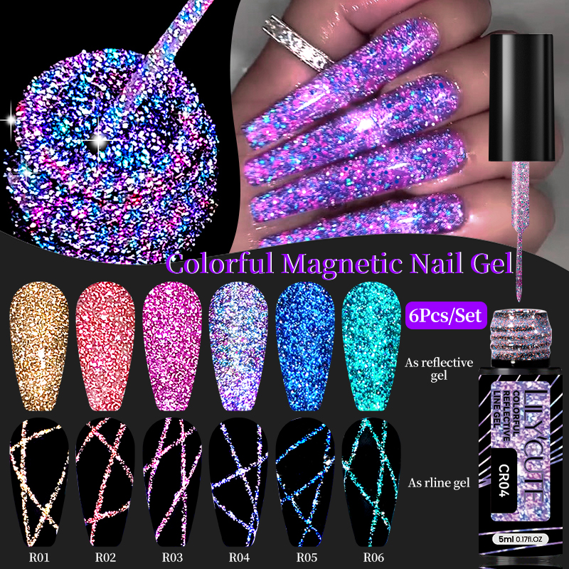 LILYCUTE 6Pcs/Set 5ml Reflecti - Resin Glitter Pack avaliação e preço