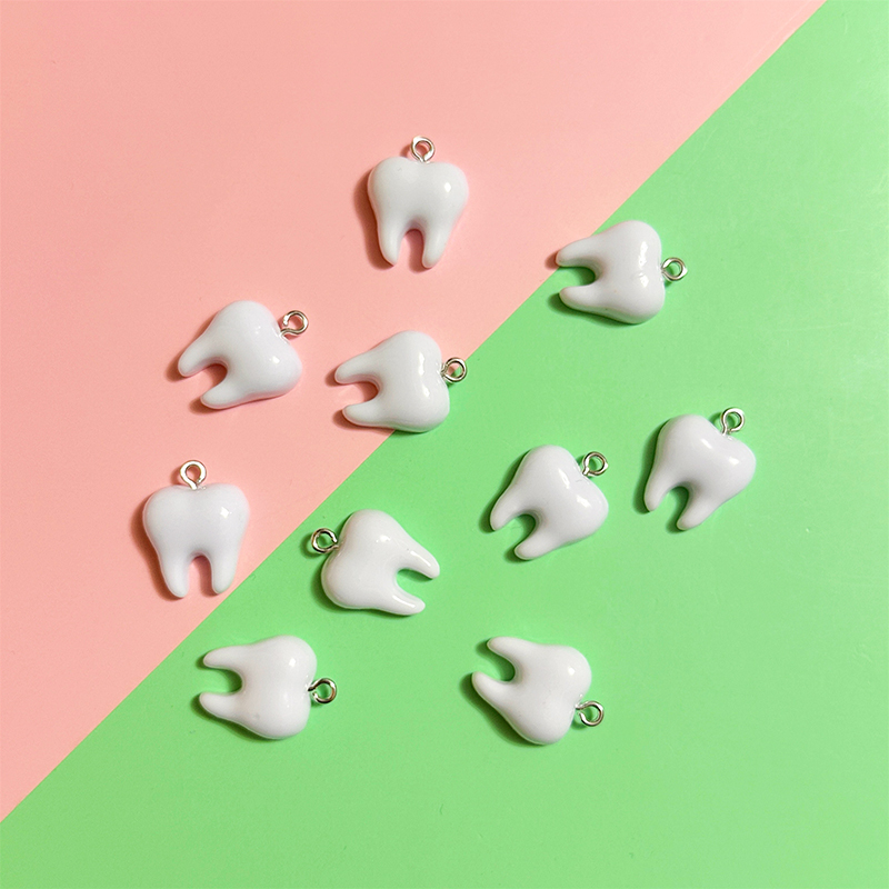 10pcs Cute White Teeth Resin P - Resin Craft Projects avaliação e preço