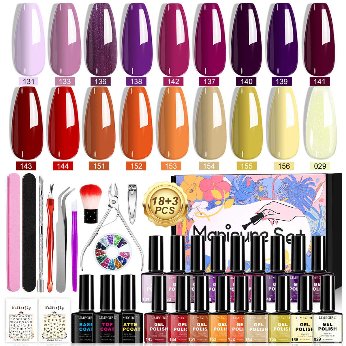 LIMEGIRL 18 PCS Gel Nail Polis - Resin Glitter Pack avaliação e preço