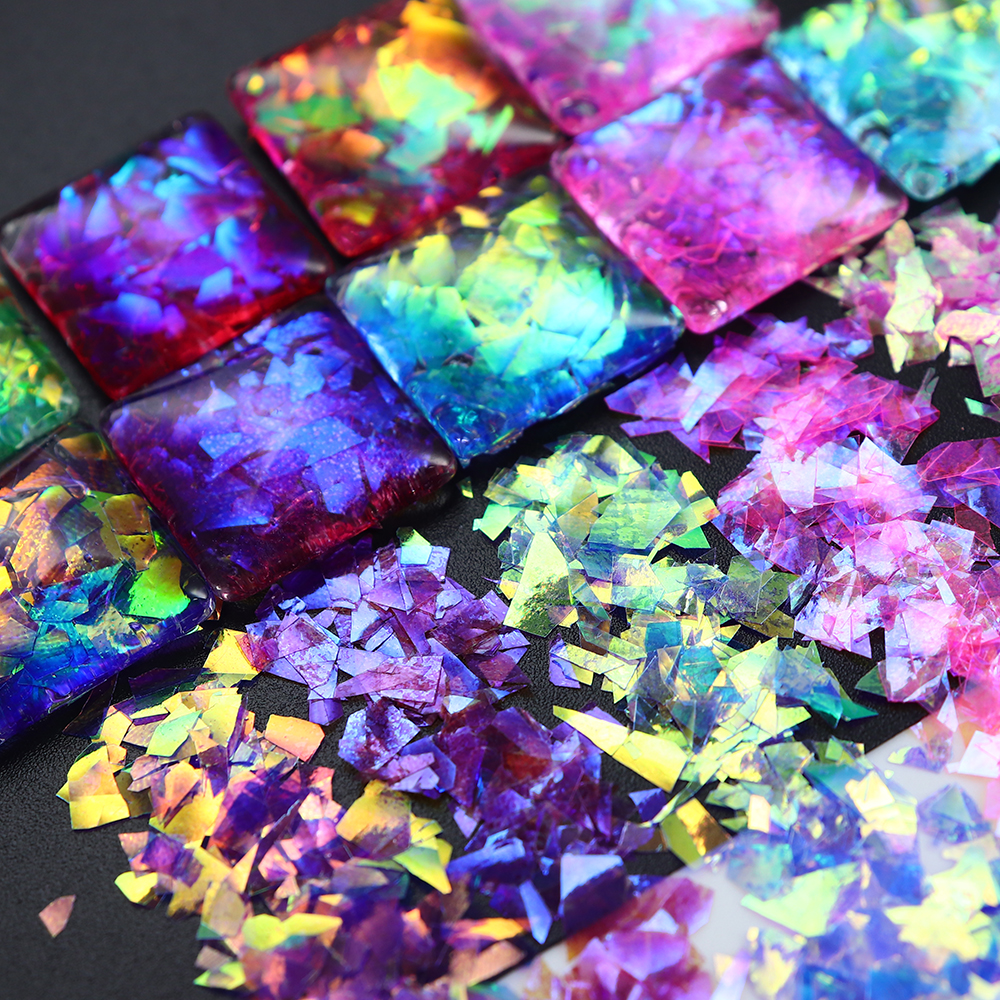 12 Grids/Box Iridescent Glitte - Gold Foil Flakes avaliação e preço
