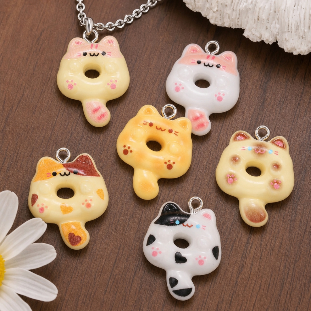 10Pcs Kawaii Cartoon Cat Resin - Resin Crafts avaliação e preço