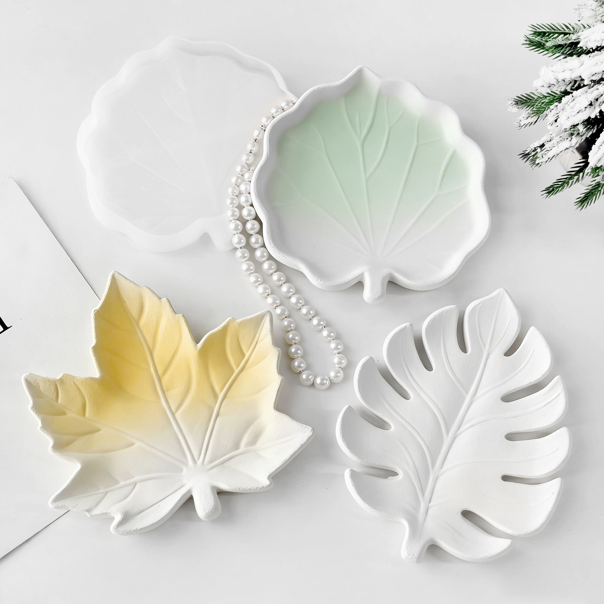 DIY Gypsum Form Leaf Coaster S - Serving Tray Mold avaliação e preço