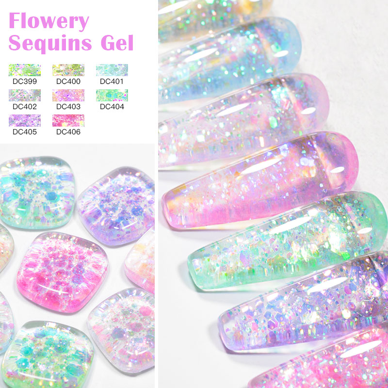 4/8pcs Flowery Sequins Gel Nai - Resin Glitter Pack avaliação e preço