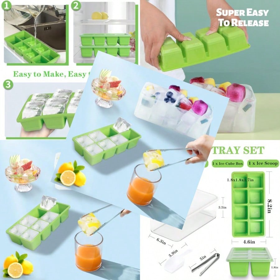 Ice Trays For Freezer With Lid - Silicone Mold Tray avaliação e preço