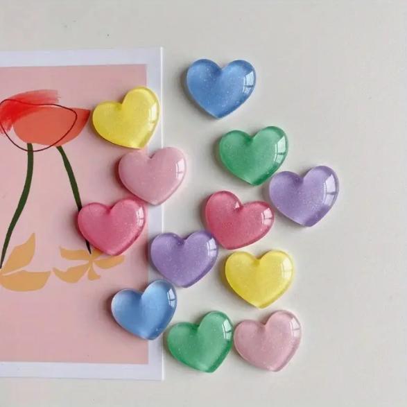 6pcs Colorful Heart Shaped Fri - Resin Glitter Pack avaliação e preço