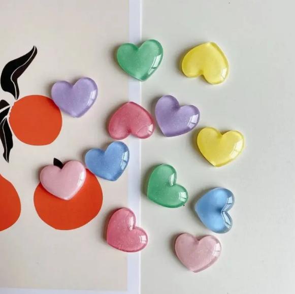 6pcs Colorful Heart Shaped Fri - Resin Glitter Pack avaliação e preço