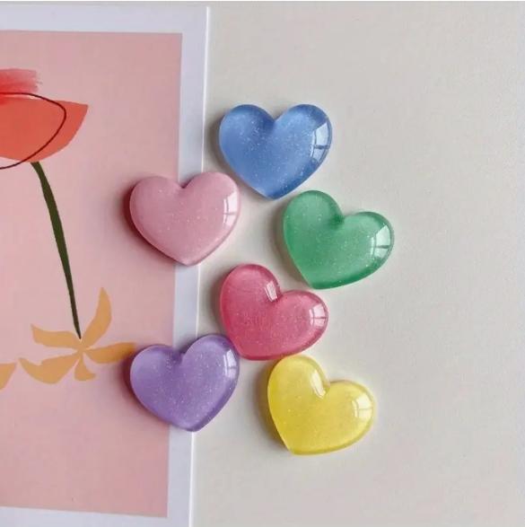 6pcs Colorful Heart Shaped Fri - Resin Glitter Pack avaliação e preço
