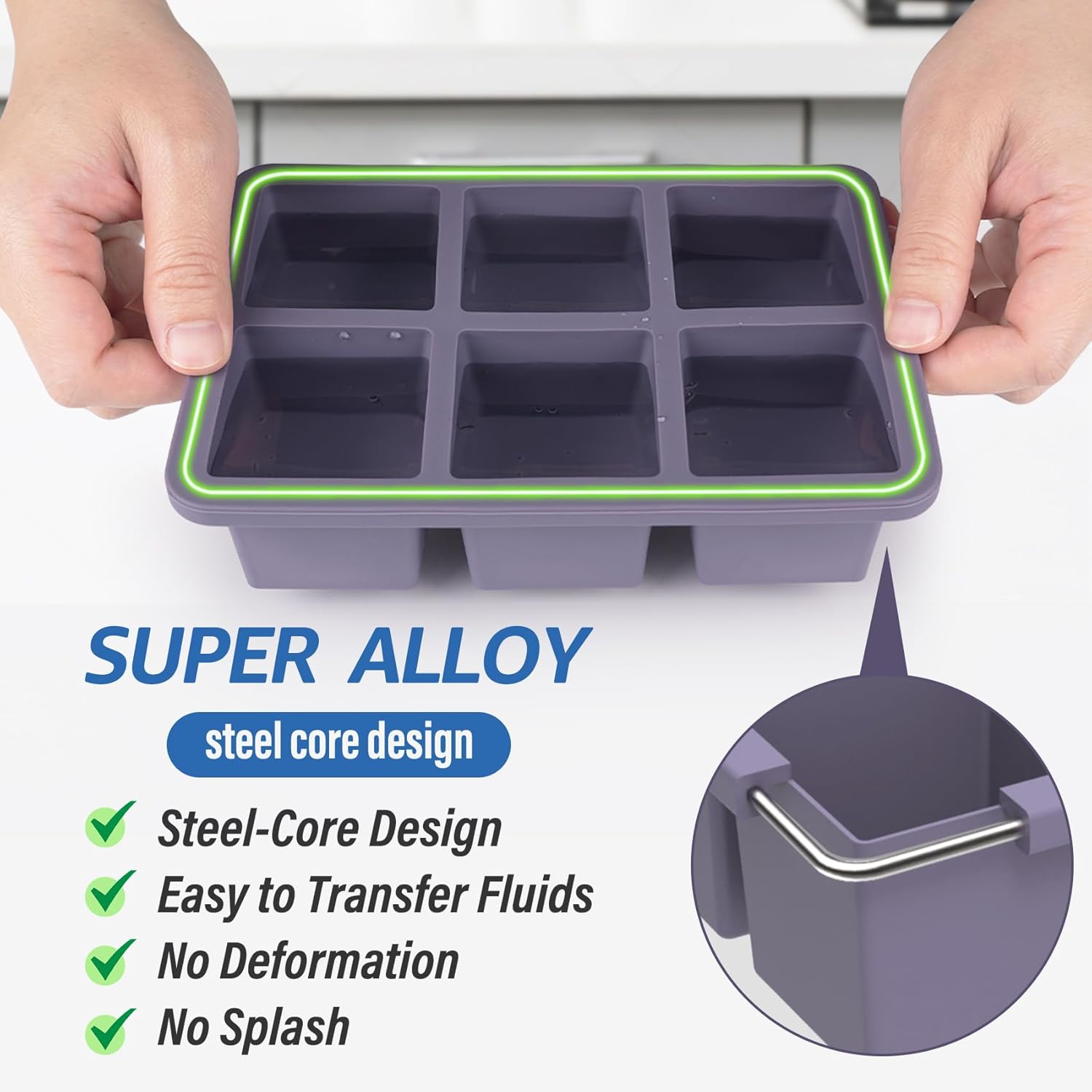 2pack Large Silicone Ice Cube  - Silicone Mold Tray avaliação e preço