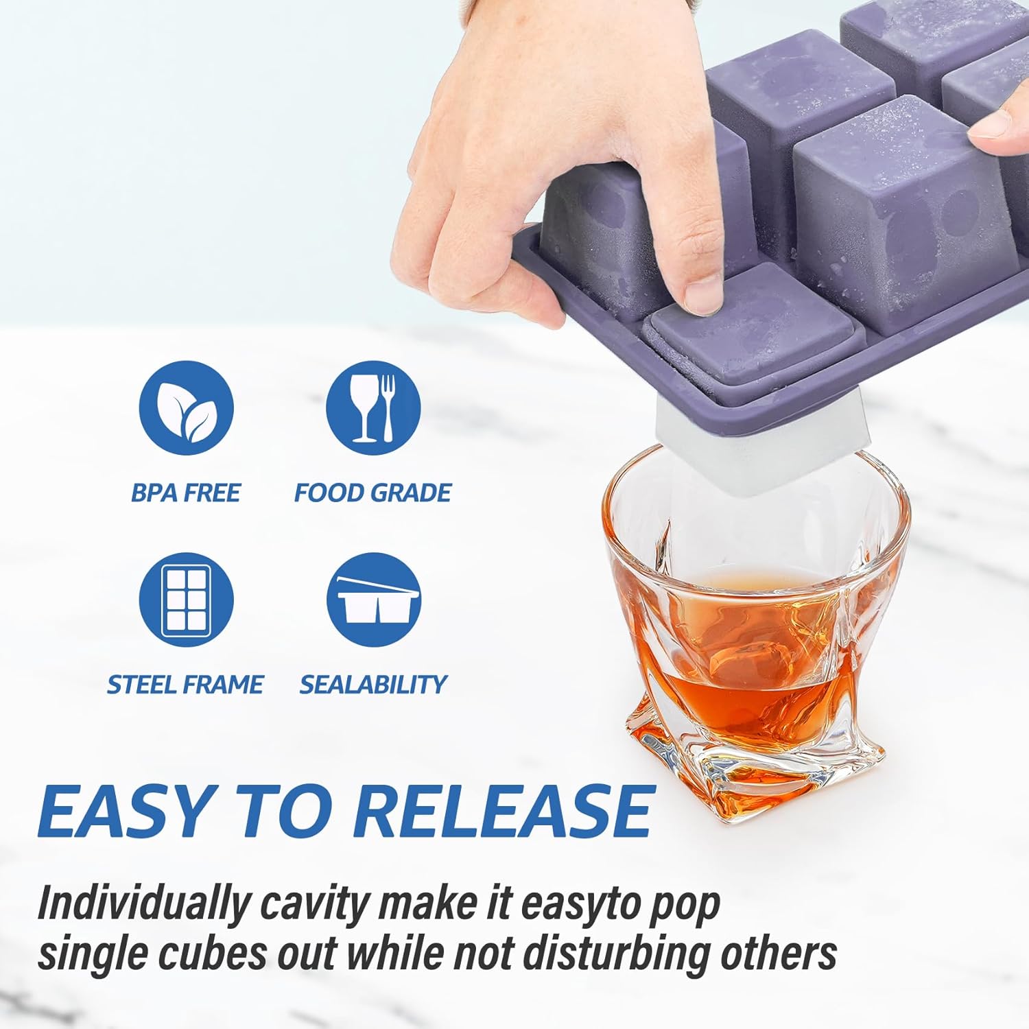 2pack Large Silicone Ice Cube  - Silicone Mold Tray avaliação e preço