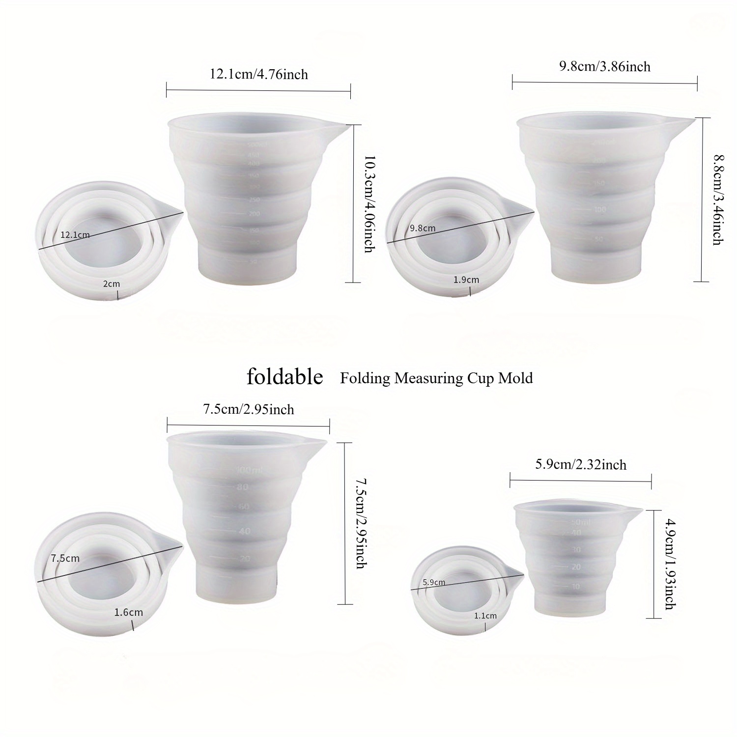 50-500ml Foldable Silicone Mea - Mixing Cup Silicone avaliação e preço