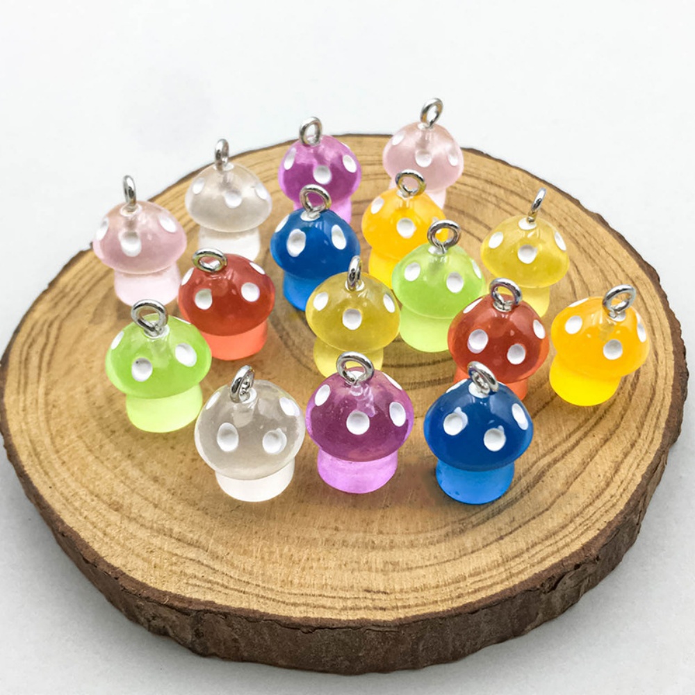 16pcs Luminous Mushroom Charms - Resin Craft Projects avaliação e preço