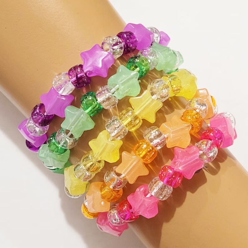 5 Glow star kandi bracelet set - Resin Glitter Pack avaliação e preço
