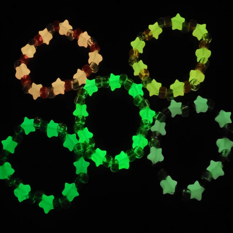 5 Glow star kandi bracelet set - Resin Glitter Pack avaliação e preço